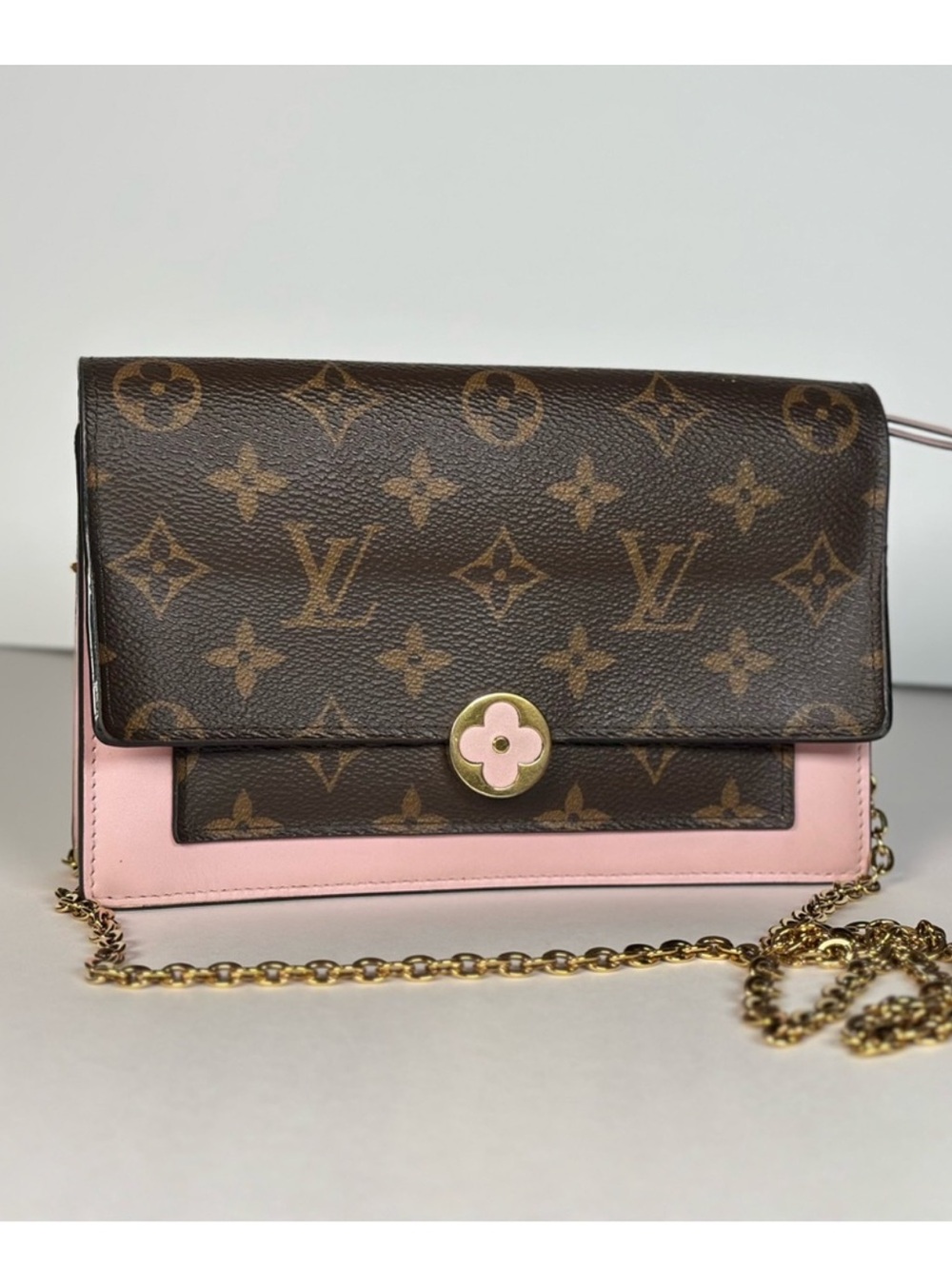 Authentic Louis Vuitton Flore Monogram Canvas Crossbody Pink and Gold